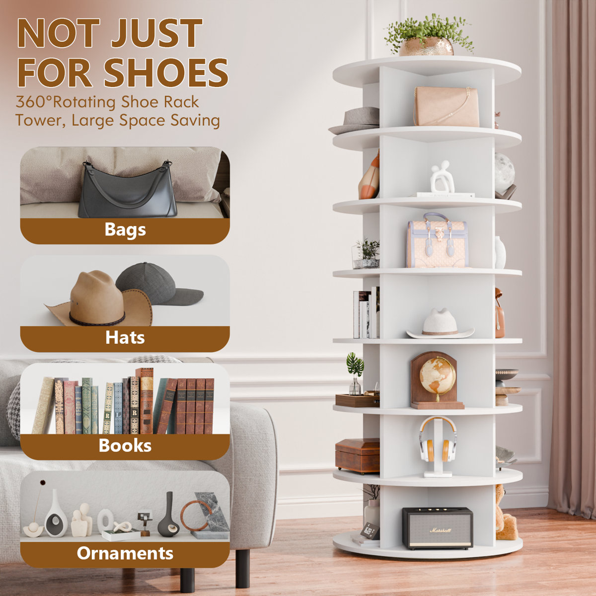 7 Tier Rotating Shoe Rack Tower